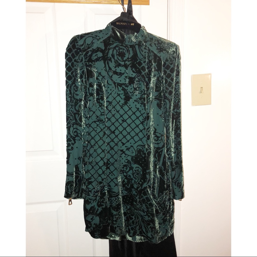 Balmain X HM green velvet dress